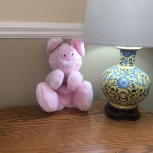 Pink plush piggy puppet 9.5”